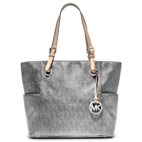 michael kors gray handbag|Michael Kors signature tote gray.